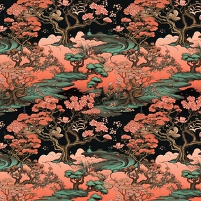 Enchanted Forest Canopy - Exotic Botanical Fabric Design 