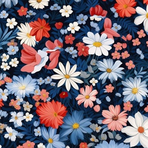 Midnight Garden Bloom Seamless Pattern 