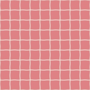 LARGE - Wavy Grid - Irregular Plaid - Tennis Badminton Net - Candy Pink