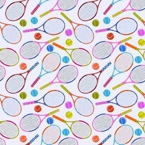 S - Fun Tennis Rackets - Multi Colored with Light Blue background