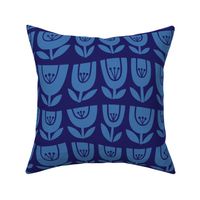 Wonky Tulips Silhouette Blue