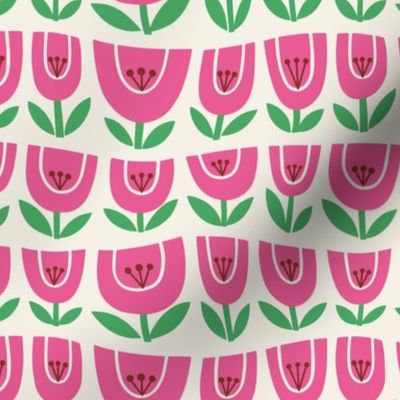Wonky Tulips Pink x Green [Small]