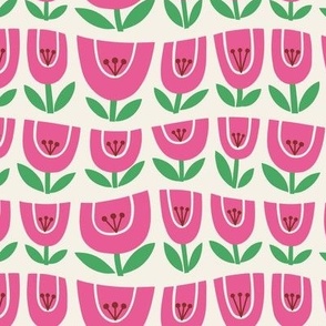 Wonky Tulips Pink x Green [Small]