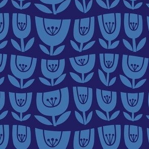 Wonky Tulips Silhouette Blue [Small]