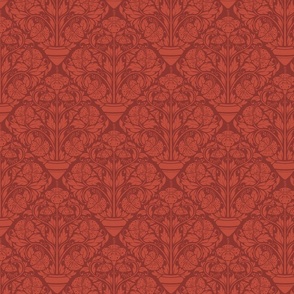 (S) hibiscus floral block print-ornate-chilli red-small scale