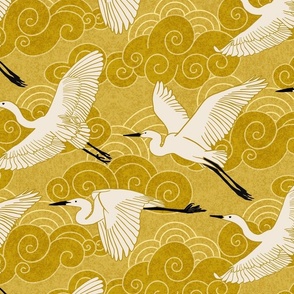 Crane Flight on gold - large - 14”