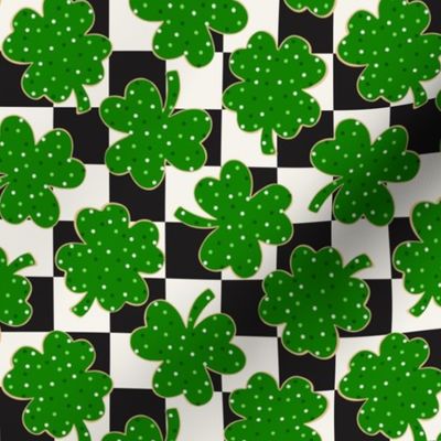 St Patricks Day Shamrock and Lucky Cookies Checker BG - Small Scale
