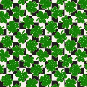 St Patricks Day Shamrock and Lucky Cookies Checker BG - Medium Scale