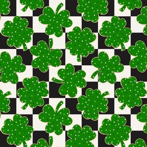 St Patricks Day Shamrock and Lucky Cookies Checker BG - Large Scale