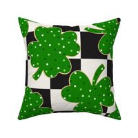 St Patricks Day Shamrock and Lucky Cookies Checker BG - XL Scale