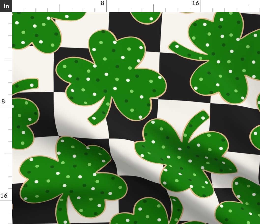 St patricks Day Shamrock Cookies Checker BG - XL Scale