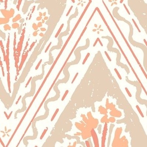 (L) Cottage Floral Diamond Peach Fuzz 