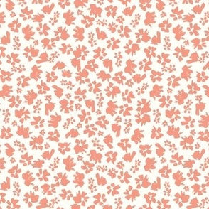 Cottage Garden Patch Peach Pink on Offwhite