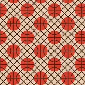 Vintage Basketball Retro Geometric Abstract in Orange Brown Beige Small