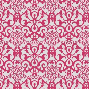 Damask silver n red