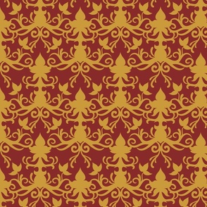 Damask 02 gold n ruby red