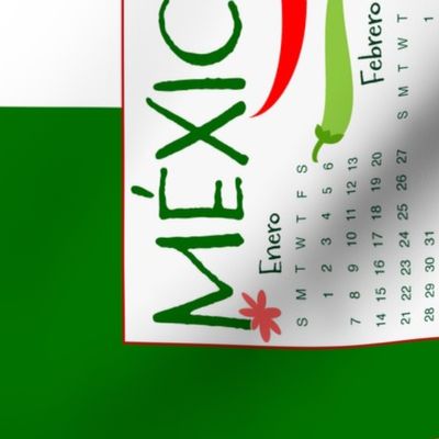 2024 Tea towel calendar with Mexico  traditional symbols 