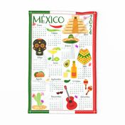 2024 Tea towel calendar with Mexico  traditional symbols 