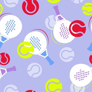 Padel Tennis Raquets and Scattered Balls Sport Fun Pattern