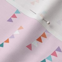 Happy birthday decoration - minimalist fabric party bunting vintage girls palette pink blue  