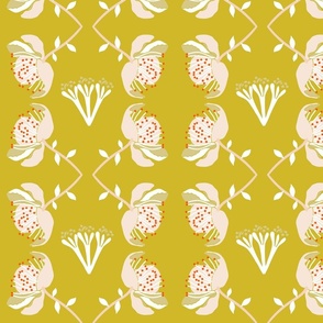 Mustard Yellow Apple Blossom Floral, Modern Farmhouse, Cottagecore Floral, Trending_medium scale