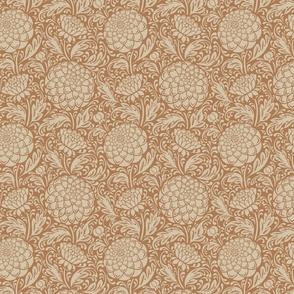 (S) dahlia garden-arts and crafts-biscuit brown-small scale