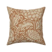 (L) dahlia garden-arts and crafts-biscuit brown-large scale