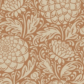 (L) dahlia garden-arts and crafts-biscuit brown-large scale