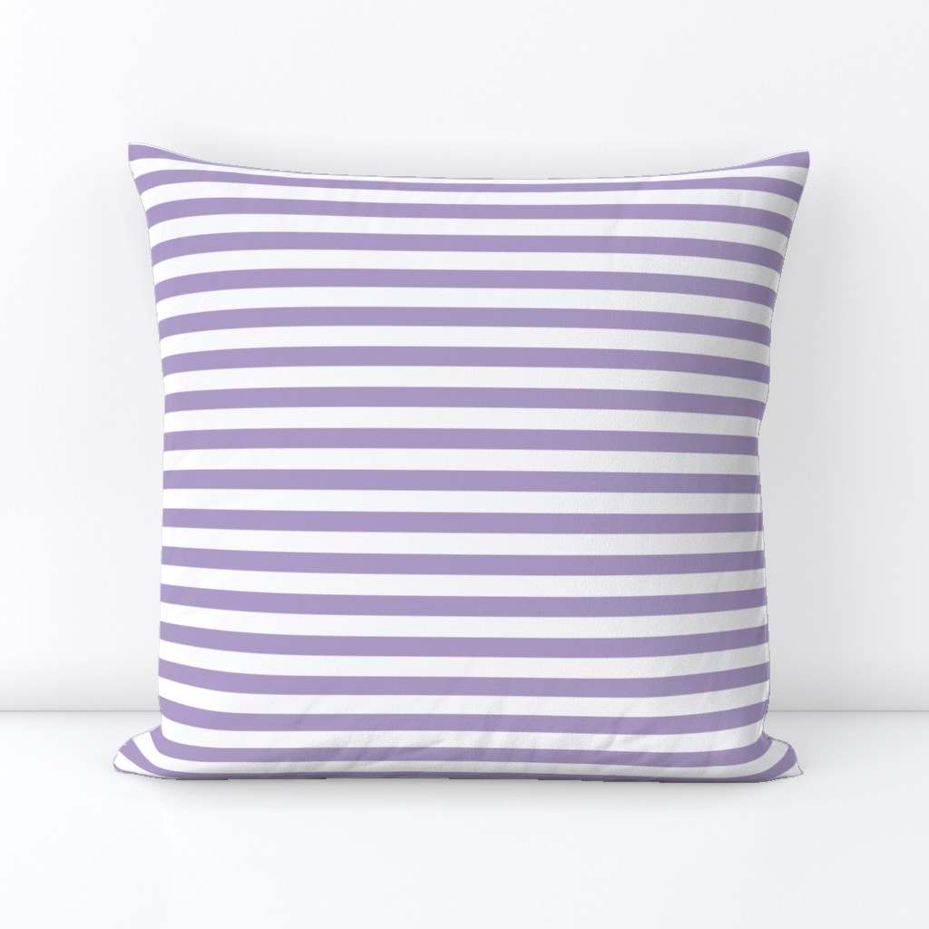 Purple and white Pastel Stripes Small half inch horizontal lines / pale light lilac lavender for baby girl nursery