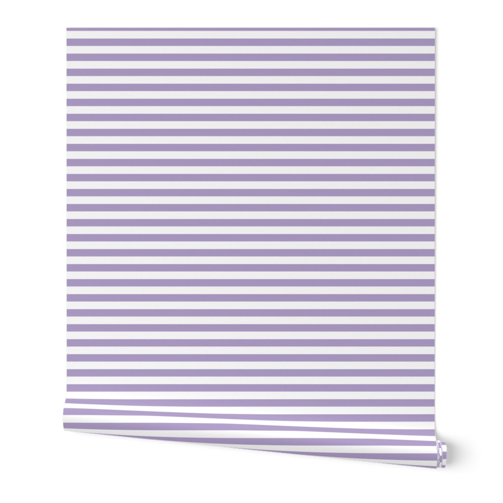 Purple and white Pastel Stripes Small half inch horizontal lines / pale light lilac lavender for baby girl nursery