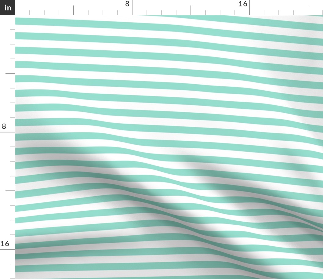 Green and white Pastel Stripes Small half inch horizontal lines / Striped pale light green for baby girl or boy nursery