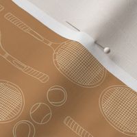 Tennis Racket Minimalist Line Art | Small Scale | Vintage Orange, Warm White | multidirectional