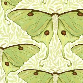 24" Luna Moth and Botanicals - Pastel Lime Green
