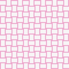 geometric woven blocks squares pink offwhite