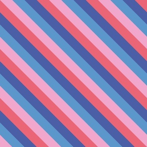 Diagonal Stripes Pattern Red, Pink and Blue