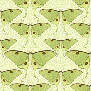 12" Luna Moth and Botanicals - Pastel Lime Green - Medium Scale