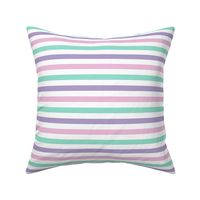 Pink Green Purple and white Pastel Stripes Small half inch horizontal lines / Striped pale light colors for baby girl or boy nursery