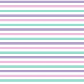 Pink Green Purple and white Pastel Stripes Small half inch horizontal lines / Striped pale light colors for baby girl or boy nursery