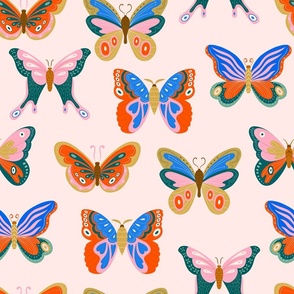 All the Butterflies on Light Background