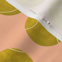 tennis balls polka dots on peach pink by rysunki-malunki