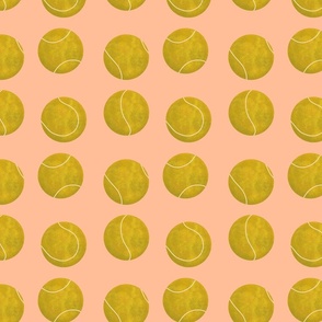 tennis balls polka dots on peach pink by rysunki-malunki