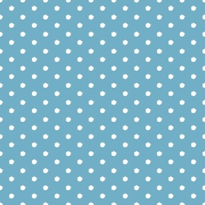 Dots - snowflakes - white on blue background