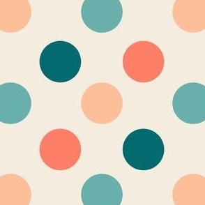 Peach and teal polka dot pattern