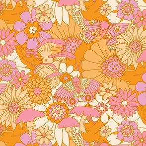 Whimsical Garden - Lilac and Apricot