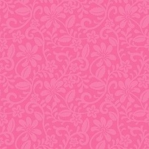 Smaller Floral Damask Scroll Two Tone Aurora Pink