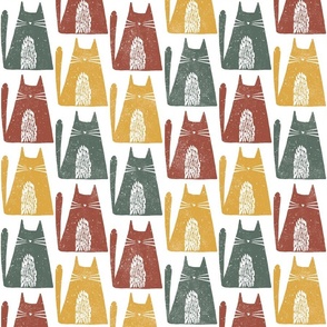 block print cat small - peanut boho casual cat - rustic cat stamp fabric