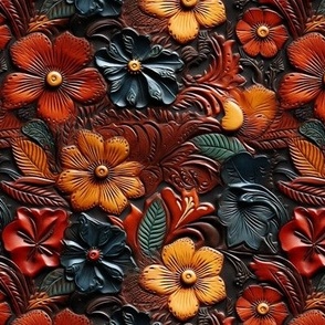 Floral Stamped Leather
