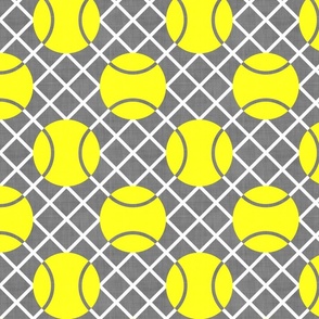 Geometric Tennis Balls in Bright Yellow and Gray