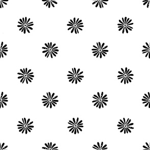 block print flowers - peanut black cat coordinate - rustic floral stamp fabric