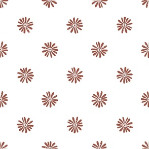 block print flowers - peanut terracotta cat coordinate - rustic floral stamp fabric